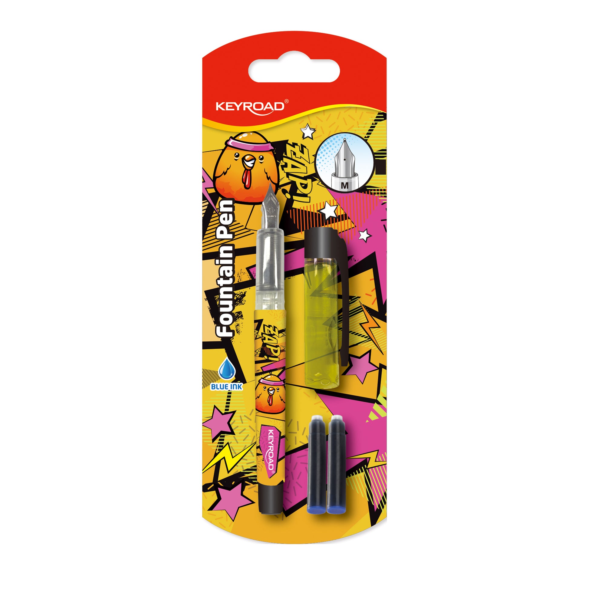 Keyroad KR972826 Fountain Pen with 2 Ink Cartridges – Blister Card