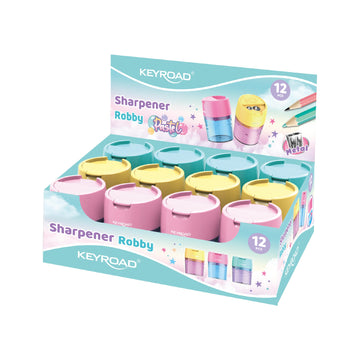 Keyroad 2-Hole Metal Sharpener – 12pcs Display Box (KR972410, Pastel)
