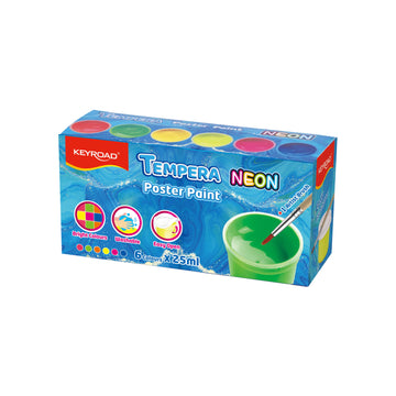 Keyroad KR972984 Neon Poster Paint Set – 6 x 25ml Tubes for School & Art Projects