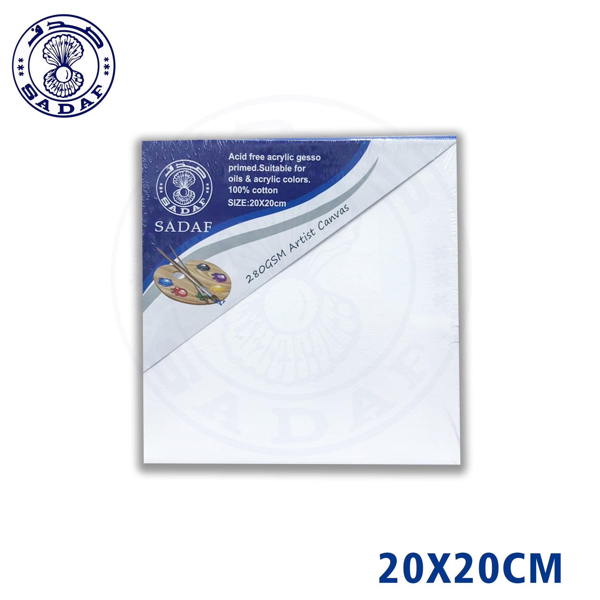 Sadaf 20x20cm Canvas Board – 280 GSM Cotton for Painting