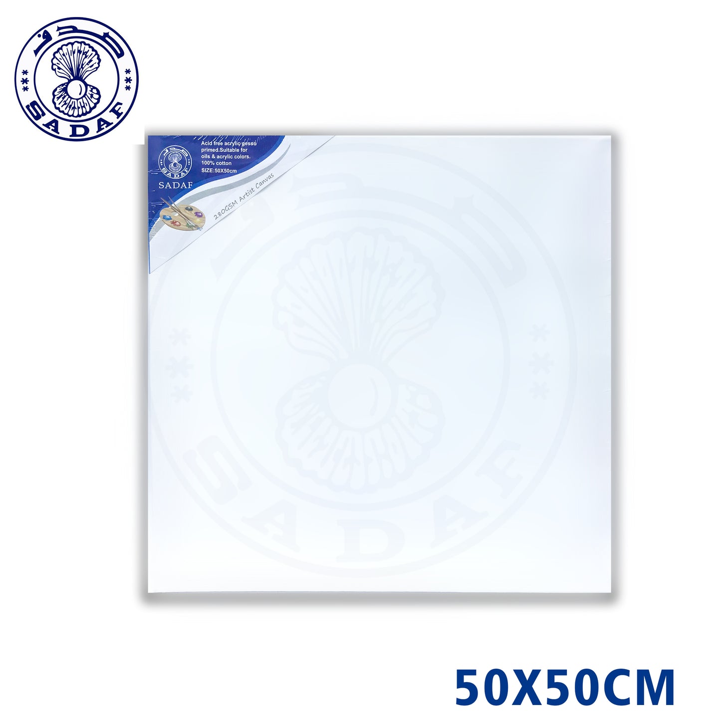 Sadaf 50x50cm Canvas Board – 280 GSM Cotton Canvas for Painting