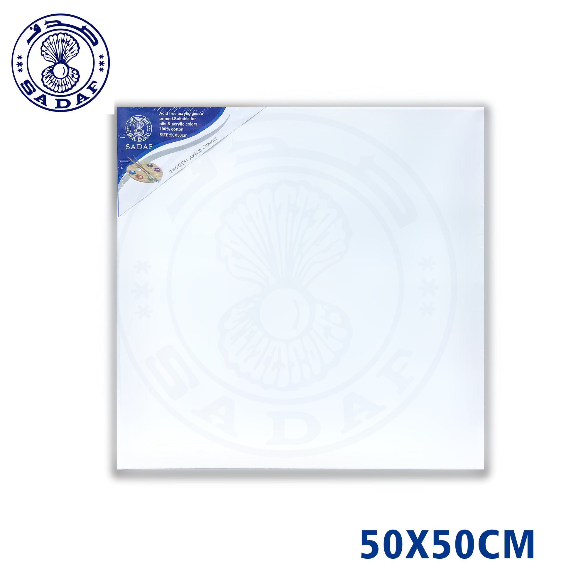 Sadaf 50x50cm Canvas Board – 280 GSM Cotton Canvas for Painting
