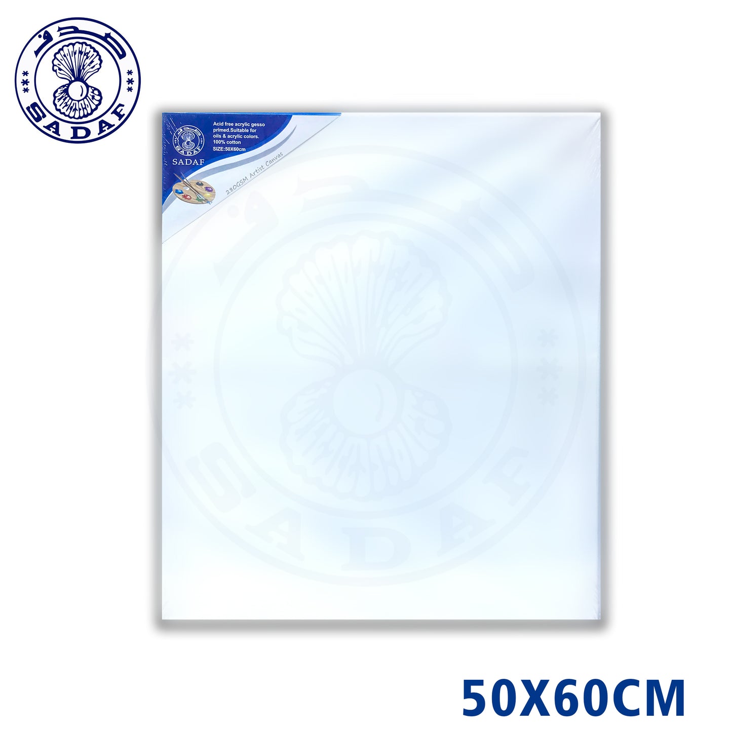 Sadaf 50x60cm Canvas Board – 280 GSM Cotton for Acrylic and Oil Painting