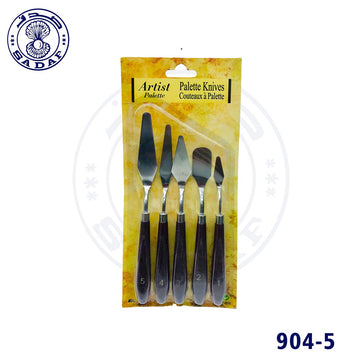 5-piece stainless steel palette knife set with wooden handles for painting and mixing